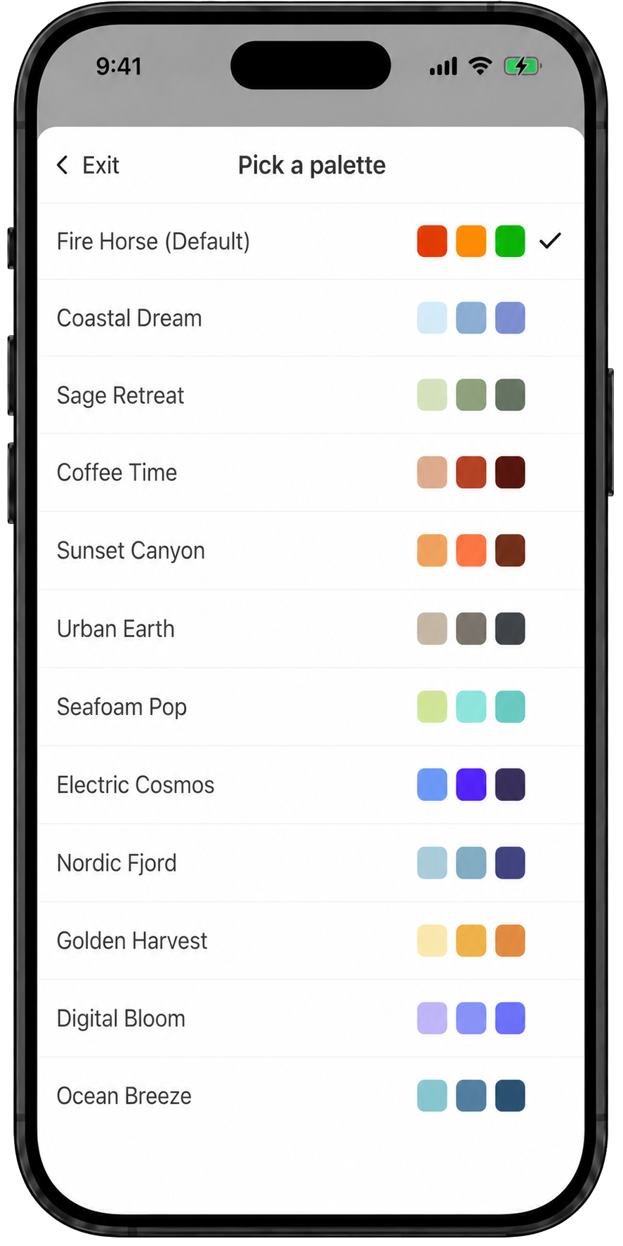 Bloom Tracker palette choices